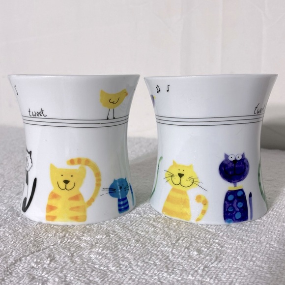 Stokes Gourmet Cat Kitty Bird Music Mugs x2 - Picture 10 of 10